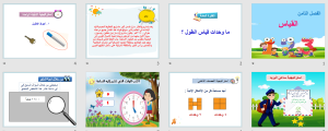 بوربوينت تهيئة الفصل الثامن القياس مادة الرياضيات الصف الثالث الابتدائي